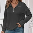 thumbnail image 2 of Annhoo T Shirts for Women Fall Zip up Long Sleeve Textured Blouses Ladies Loose Cozy Going out Lounge Tops, 2 of 5