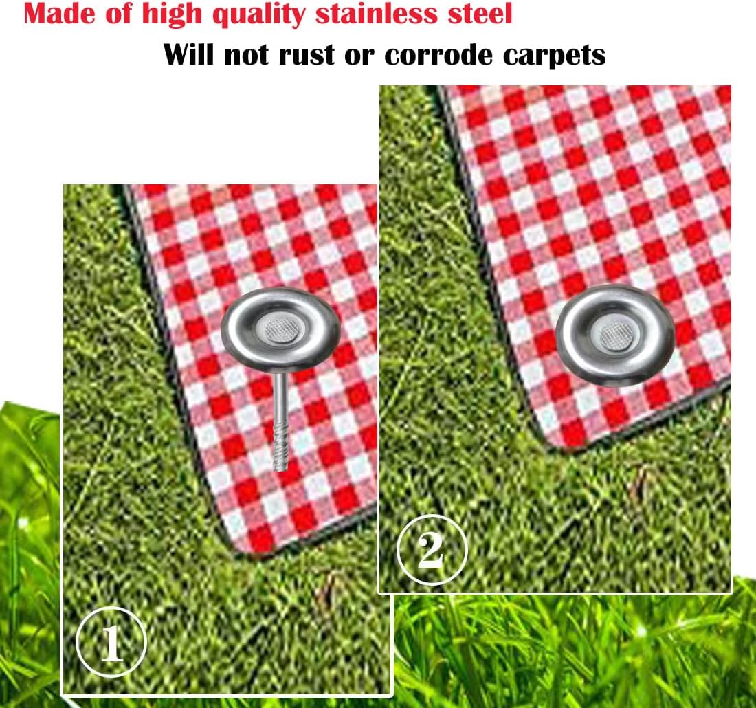 HRTGFD-10 Count Outdoor Rv Rug Stakes, Stainless Steel Spira Patio Mats Stakes, Used for Fixing Rugs, Tents, Tarps, and RV MatsRv Camping Accessories for Outside,Camper Must Haves