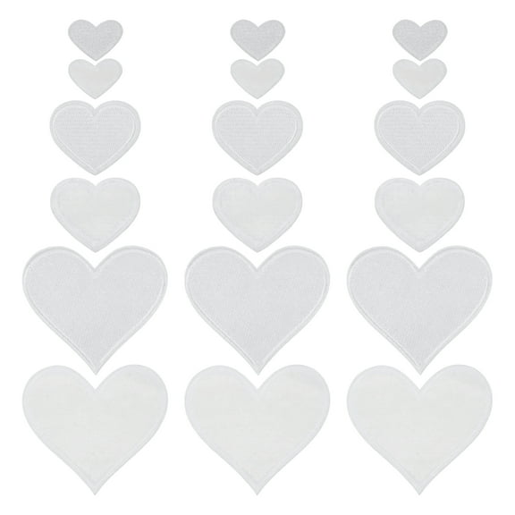 Uxcell Heart Shaped Iron on Patches 2.5/4/7x2/3.5/6.8cm Embroidered Sew Patches Appliques Garment Embellishments for Clothing Repair Backpack Shoes Decoration White 30Pcs