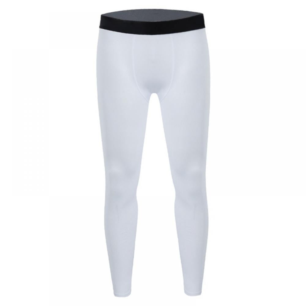 Xmarks Men's Compression Tights Running Pants Baselayer Legging White S 
