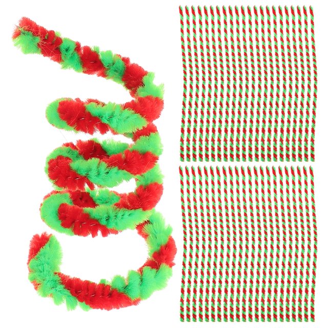 Shisuyan 50 Pcs Tiges de Chenille Bicolores Rouges et Vertes Bâton Torsadable Cure-Pipes pour Enfants Tige Artisanale Matériel d'Art Fait Main Jouet Éducatif en Peluche