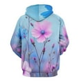 thumbnail image 3 of Pink And Blue Floral Garden 3D Print Hoodie Men Women Autumn Thin Pullover Sweatshirt Vintage Streetwear Tops, 3 of 6