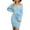 Light blue, variant on AOOCHASLIY Trendy Women Casual Solid Dress O-Neck Long Sleeve Bandage Mini Dress