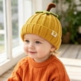 thumbnail image 2 of KPOPLK Pumpkin Knit Beanie Hat Infant Kids Toddler Boys Girls Cute Halloween Hat(One Size,Yellow), 2 of 9