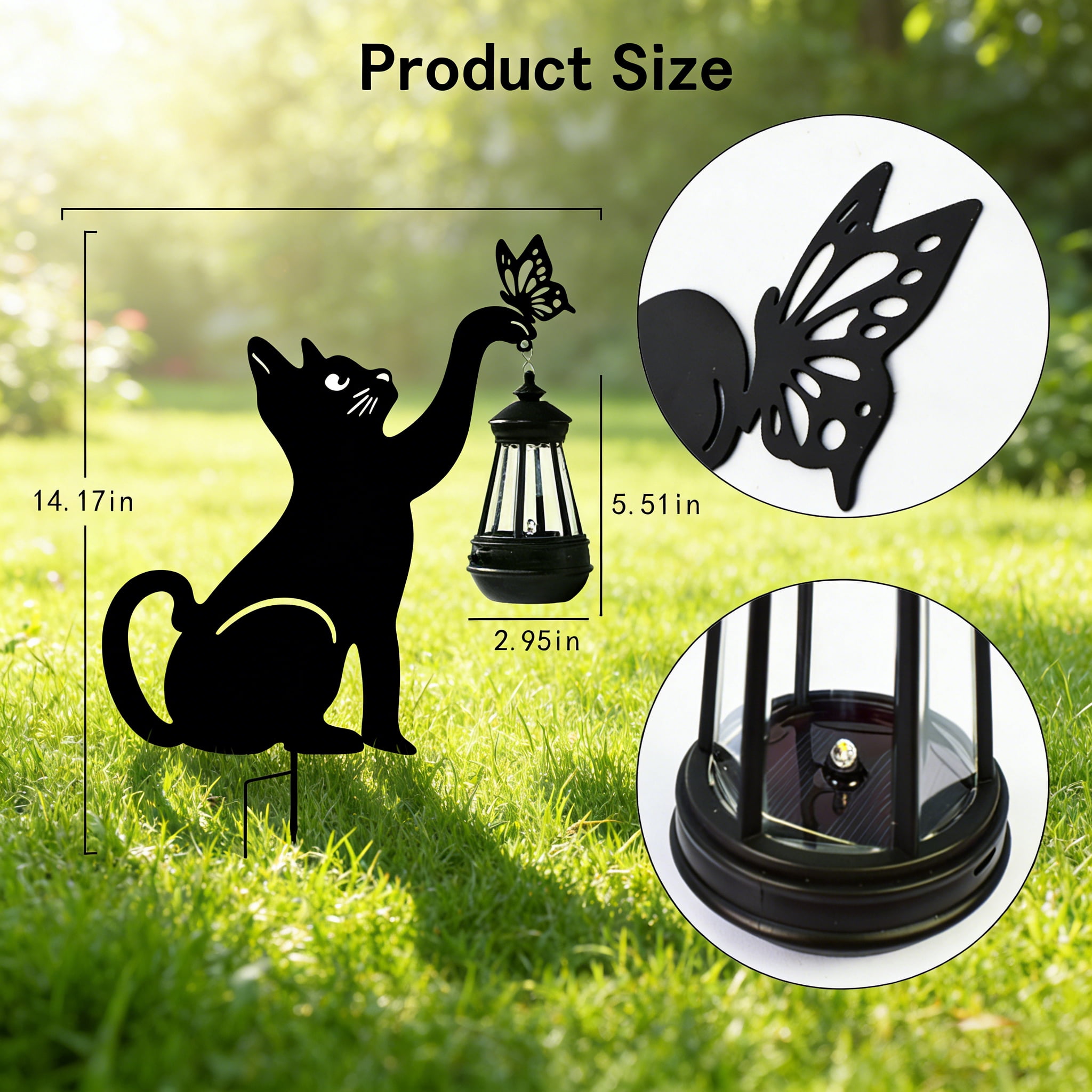 Solar Lights Outdoor Decor with Cat-Shaped,for Patio Decor Garden Decor,Solar Lights  Outdoor Waterproof 2PACK
