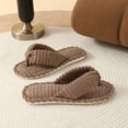 thumbnail image 5 of BRICH Women's Fuzzy Flip Flop Slippers Cozy Open Toe Indoor House Shoes Lightweight Comfy Indoor Outdoor Footwear Coffee 10.5, 5 of 5