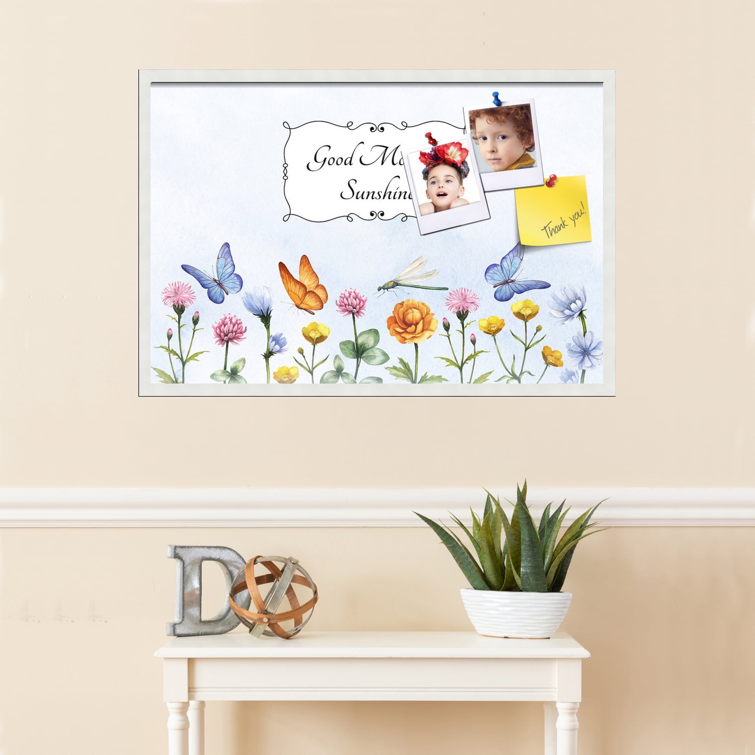 PinPix 36x24 Custom Cork Bulletin Board Good Morning Sunshine Poster Board Has a Fabric Style Canvas Finish, Framed in Good Morning Sunshine, by ArtToFrames (PinPix-1494)