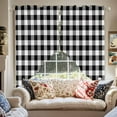 thumbnail image 4 of Swag Curtains Valances for Windows, Black White Checkered Plaid Short Kitchen Window Curtains Over Sink, Rustic Farmhouse Pattern Cafe Curtains Panel Set Of 2,Rod Pocket, 36 Inches Length, 4 of 8
