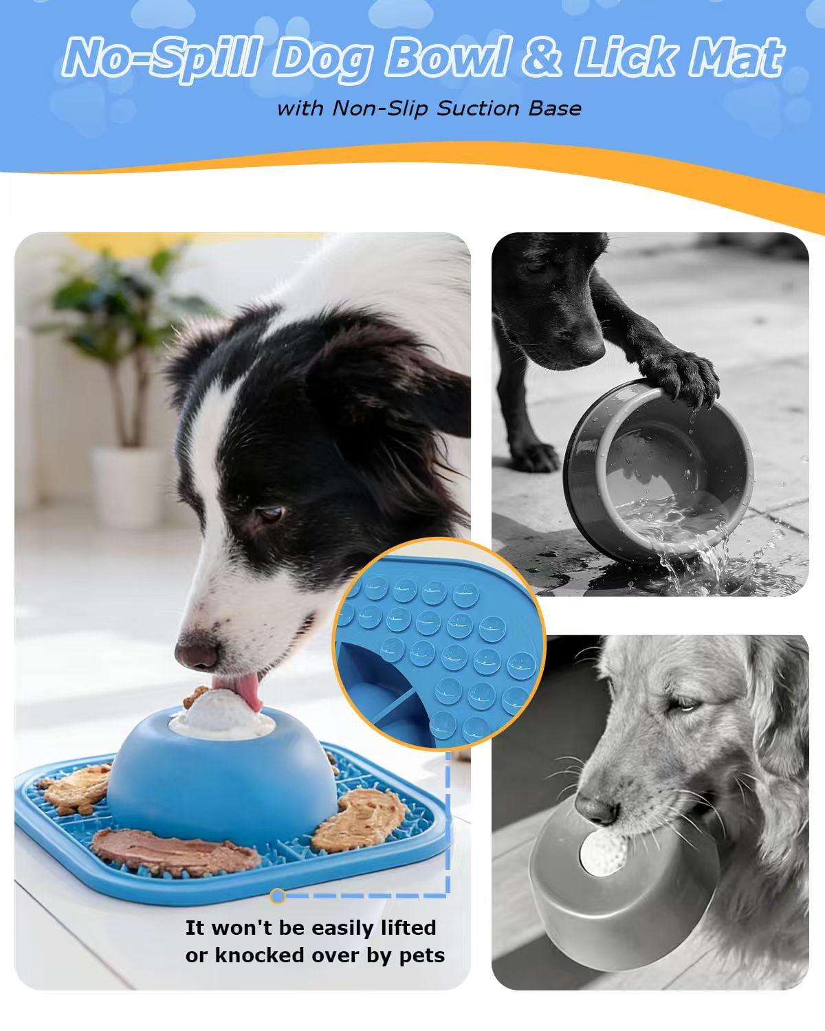 Slow Feeder Dog Bowls with Lick Mat for Liquid Treats Anti-Choking Dog Lick Bowl Dietary Supplement Post-op Nutrition Dog Licking Toy-Black