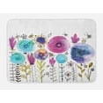 thumbnail image 1 of Dragonfly Bath Mat, Hello Summer Concept with Cute Dandelion and Dragonfly Figures Be Happy Artwork, Non-Slip Plush Mat Bathroom Kitchen Laundry Room Decor, 29.5 X 17.5 Inches, Pink Blue, Ambesonne, 1 of 2