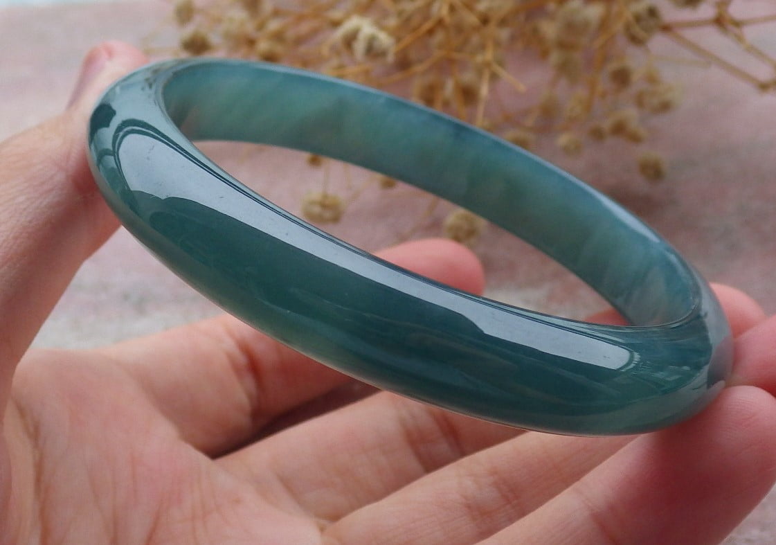 Icy Green Natural A JADE Jadeite Bangle Bracelet 58 mm 680013 TN