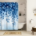thumbnail image 2 of Lfeey Blue Leaves Shower Curtain, Boho Waterproof Machine Washable Fabric with 14 Hooks, 72"x84", 2 of 6