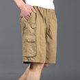 thumbnail image 5 of BXINGOHAI Men's Cotton Full Elastic Waist Cargo Shorts Loose Fit Drawstring Short Straight Leg for Work Outdoor Yellow,4XL, 5 of 5