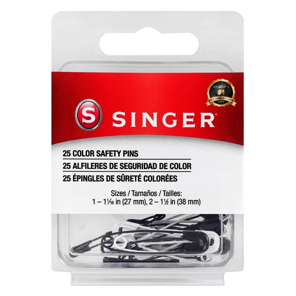 Safety Pins Black & White 2 Assorted Sizes 25 Count (Pack of 2)
