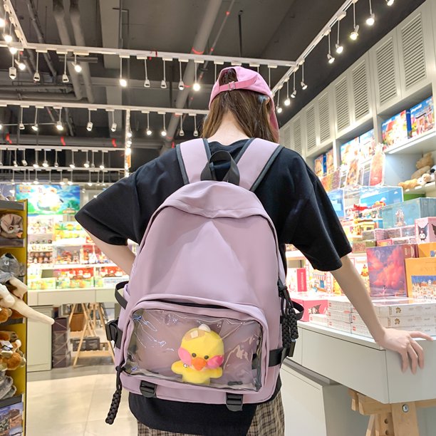Mochila de estudiante para mujer, bolsas de libros escolares bonitas portátiles, Bolso para adolescentes (púrpura)