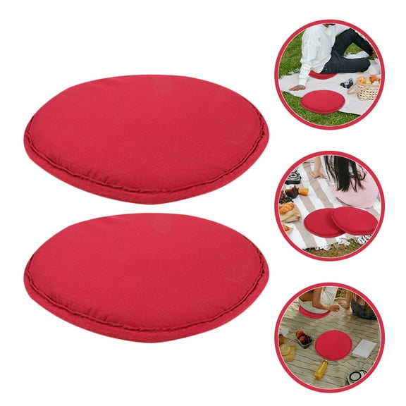 Minkissy Outdoor Picnic Cushions 2-Pack Red Round Dirt Resistant Polyester PP Comfortable Seat Pads