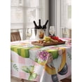 thumbnail image 6 of Watercolor Gnomes Floral Table Cloth, Waterproof Tablecloth for Rectangle Tables, Spring Butterflies Flowers Pink Plaid Reusable Washable Fabric Table Cover for Restaurant Kitchen Dining 52"x70", 6 of 9