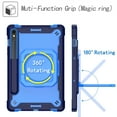 thumbnail image 2 of Kids Durable Handle Case for Samsung Galaxy Tab S9/S9 FE, Silicone PC Heavy Duty Protection 360 Rotating Ring Stand/Adjustable Shoulder Strap for Samsung Galaxy Tab S9/S9 FE, Navy+Blue, 2 of 8