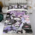 thumbnail image 4 of Kuromi-themed Bed Sheet Set Three Piece Set Comfortable And Skin Friendly Unique Design Home Decor Gifts For Family Friends fans54x79Inches（135cm*200cm）, 4 of 6