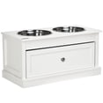 thumbnail image 1 of PawHut Elevated Dog Bowls with Storage Drawer for Large Dogs, White, 1 of 10