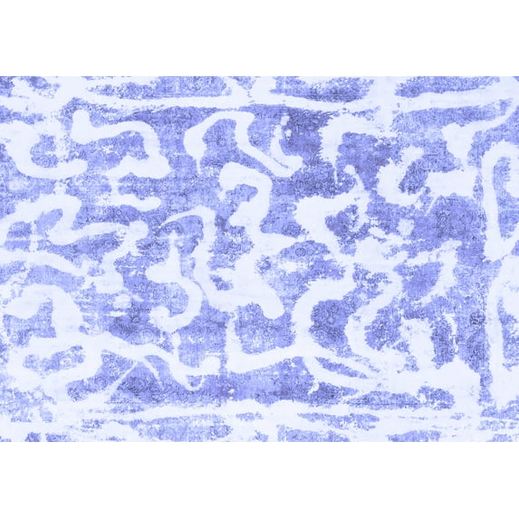 Ahgly Company Indoor Rectangle Abstract Blue Modern Area Rugs, 3' x 5'
