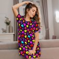 thumbnail image 3 of Disketp Colorful Hearts para Camisón Corto de Manga Corta para Mujeres, Camisón Cómodo con Escote Redondo, Bonito y Confortable, 3 of 6