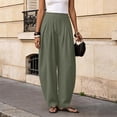 thumbnail image 6 of Only Moment Trendy Boho Linen Pants Lightweight Casual Pants Casual Drawstring Flowy Pants Wide Leg Summer Beach Linen Trousers with Pockets Green,M, 6 of 7