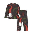thumbnail image 2 of Kll Cute Christmas Gnomes Print Women'S Long Sleeve Pajamas With Pants Sleepwear Loungewear 2 Set-Small, 2 of 9
