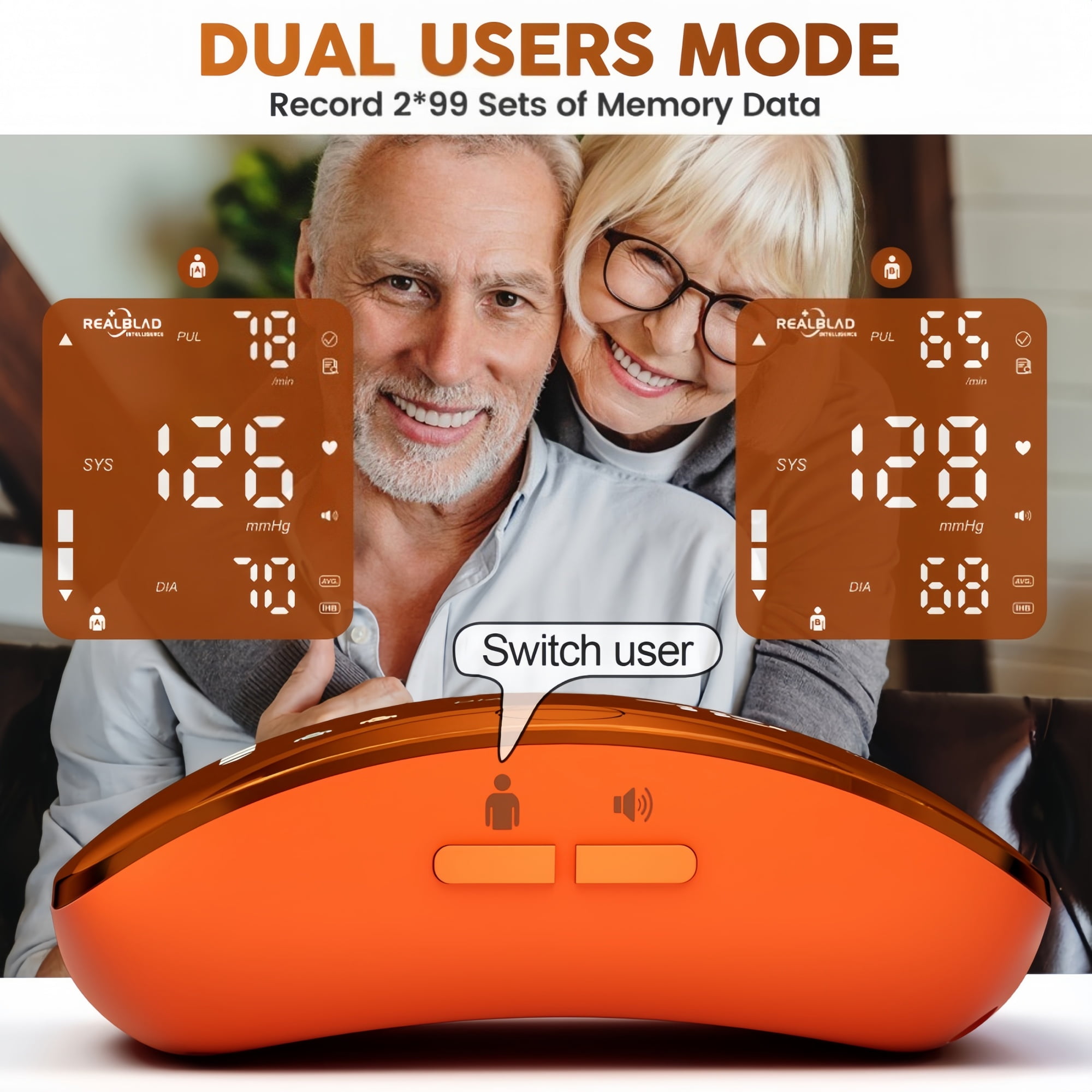 Ziqing Accurate Wrist Blood Pressure Monitor - One-Button Operation, Adjustable Wrist Cuff, Large LED Display, 198 Reading Memory Storage, Rechargeable BP Monitor for Home & Travel - Orange