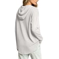 thumbnail image 5 of Tqcoqu Women's Waffle Knit Henley Button Hoodie,Drawstring V Neck Drop Shoulder Long Sleeve Casual Pullover Tops,White Women's S-XXL, 5 of 7