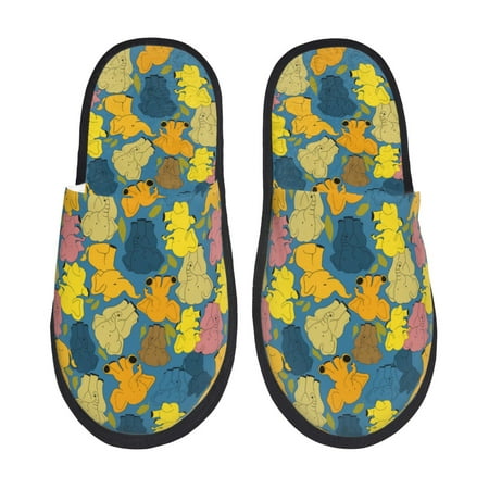 

Qekee Retro Boho Elephants Print Furry Slippers for Women and Men House Slipper Funny Bedroom Slippers Indoor -Large