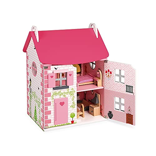 キャトルセゾン購入 JANOD ジャノー リトル.マドモアゼル.ドールハウス Janod Mademoiselle Dolls House – 3-Level Classic Wooden Dollhouse