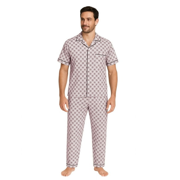 Pijama Franela Hombre Conjunto Camisa Y Pantalón color Tinto