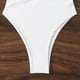 thumbnail image 5 of Trajes de baño Amzcrzy Tankini para mujer, bikini de control de abdomen para mujer, cintura alta, ajuste de cordón, bikinis de una pieza fruncidos, traje de baño blanco, L, 5 of 7