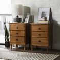 thumbnail image 4 of Mid-Century Solid Wood 3-Drawer Bedroom Nightstand in Caramel (Set of 2), 4 of 10