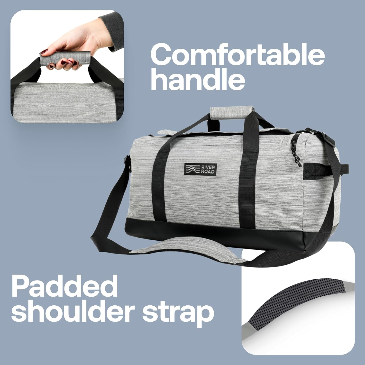 RIVER ROAD Town-Trekker 33L Heavy Duty Duffle Bag for Sports & Travel - Unisex Gray