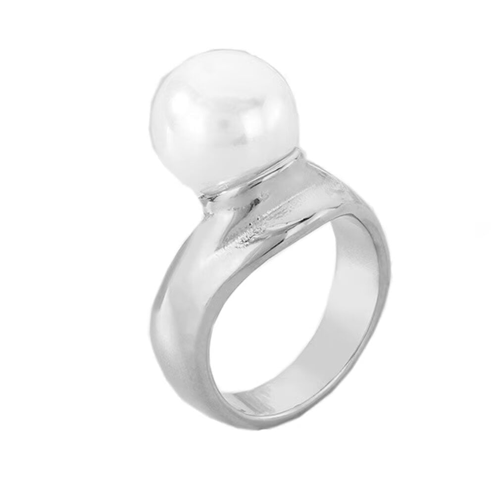 PAMTIER Women's Stainless Steel Personalized Vintage Simple Ring Silver Plated Size 9