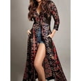 thumbnail image 1 of Robe Débardeur Femme Imprimé Floral Fendue Sexy Vintage Sans Manches Décontractée Rue Rétro Col en V Longue Robe, 1 of 6