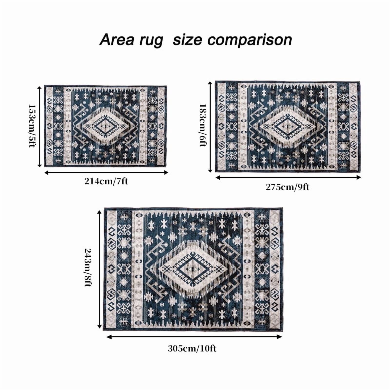 Yoneston 5' x 7' Vintage Bohemia Area Rug Machine Washable Bedroom Rug Soft Non-Slip with Printed Kitchen Mat for Living Room Playroom Dining Room Decoration, Black&Blue