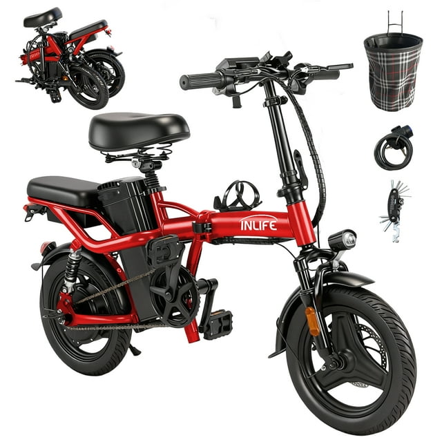 Inlife Bicicleta eléctrica plegable de 14 pulgadas para adultos