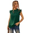 thumbnail image 4 of ABPHQTO Camiseta sin mangas verde con volantes de mujer, 4 of 5