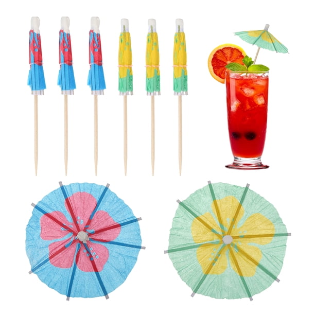 100 Pcs Mini Paraguas para Bebidas, Palillos de Cóctel de 3.9 Pulgadas