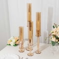 thumbnail image 6 of Balsa Circle 4 Crystal Gold Glass Hurricane Taper Candle Holders Cylinder Shades Party Events Decorations, 6 of 8