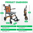 thumbnail image 4 of Ultra Lightweight Wheelchairs for Adults 19lbs - Foldable Transport Chair with Safety Belt, Storage Bag & 270° Flip Armrests, 220lbs Capacity, 16" Seat for Travel, Camping, Airplane (Orange), 4 of 9