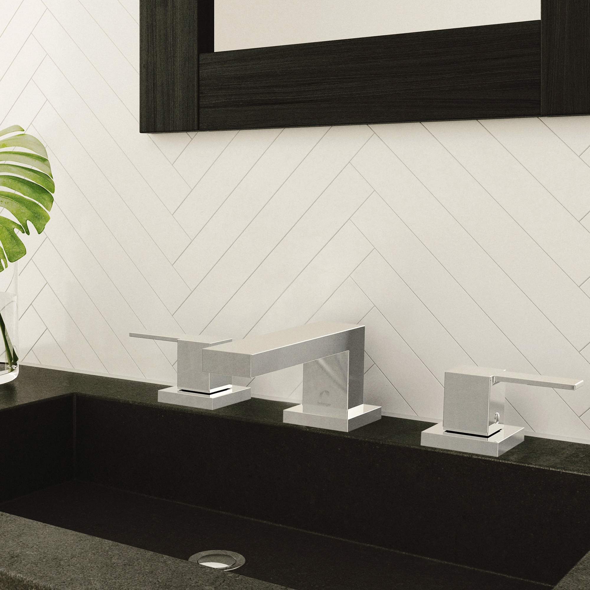 Belanger Dual Handle Wideset Bathroom Faucet with Drain, Polished Chrome