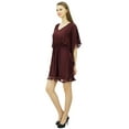 thumbnail image 5 of Bimba Women's V Neck Tassel Kaftan Short Rayon Caftan Designer Beachwear Coverup Dress, 5 of 9