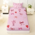 thumbnail image 3 of Erosebridal Kawaii Red Strawberry Twin Sheet Sets 3pcs for Girls,Cartoon Floral Bow Knot Bedding for Kids Teens,Ultra Soft Home Decor, 3 of 5