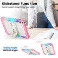 thumbnail image 5 of for iPad (A16)11th /10th Generation 11/10.9 inch 2025/2022 Case, 3in1 Heavy Duty Shockproof Tablet Case with Stand, Shoulder Strap, Rainbow Pink, 5 of 7