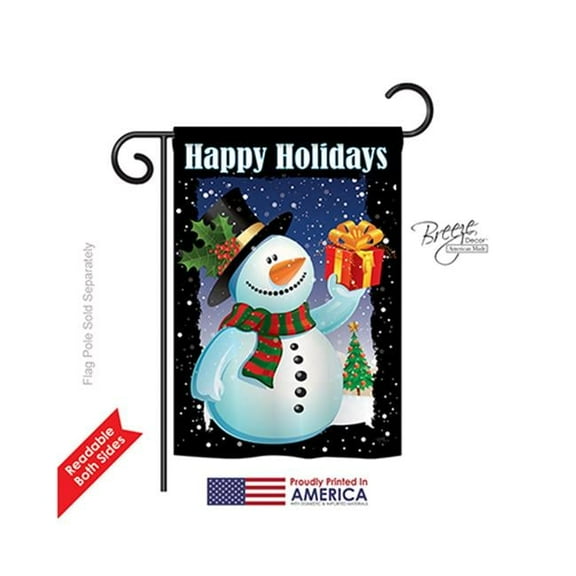 Breeze Decor 64080 Christmas Holiday Snowman 2-Sided Impression Garden Flag - 13 x 18.5 in.