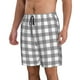 thumbnail image 2 of Balery Gray Checkboard Traje de Baño Estilo Hawaiano para Hombre, Shorts de Secado Rápido con Bolsillos-3X-Large, 2 of 6